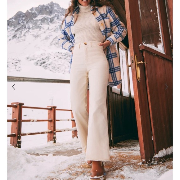 Marine Layer Full Length Raw Edge Bridget Pant Cream NEW - Picture 1 of 8